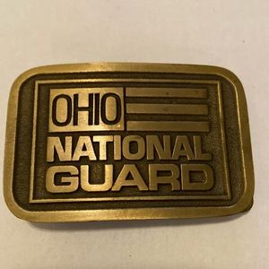 Vintage Ohio National Guard Brass Belt Buckle Raye Limited